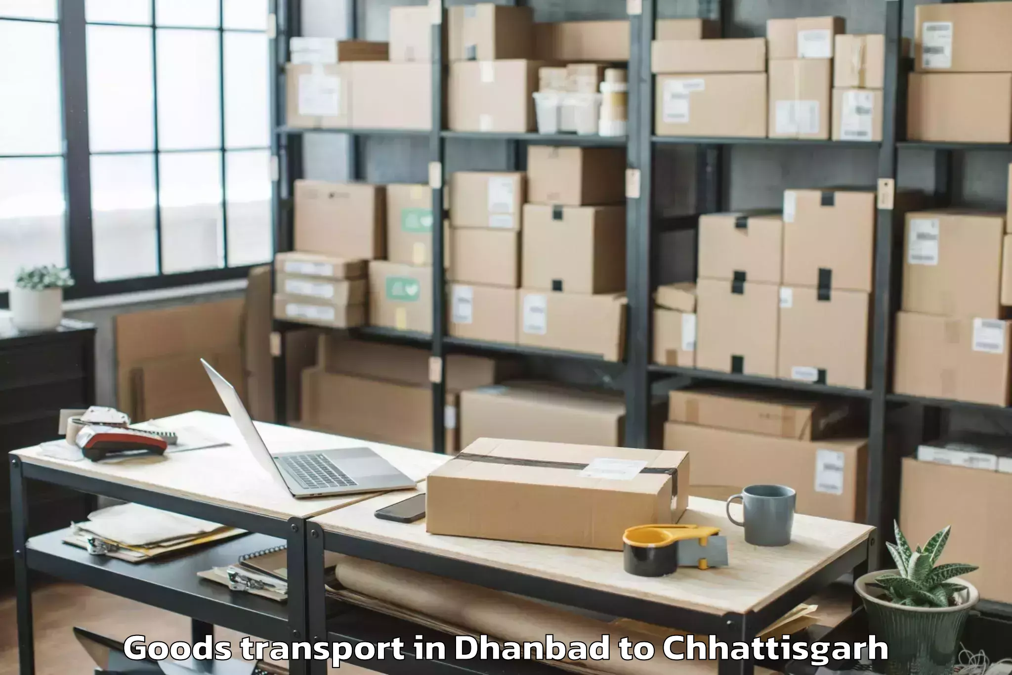 Book Your Dhanbad to Ramanujganj Goods Transport Today